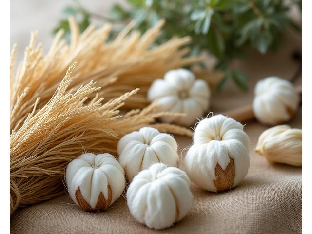 丁寧に準備された天然繊維の束